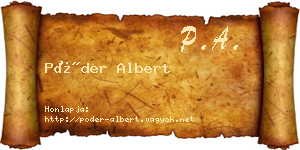 Póder Albert névjegykártya