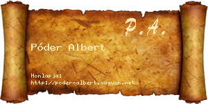 Póder Albert névjegykártya